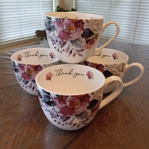 Set of 4 "Thank you" Harvest Green Studio Coffee/Tea Mug 20 oz - Picture 5 of 9